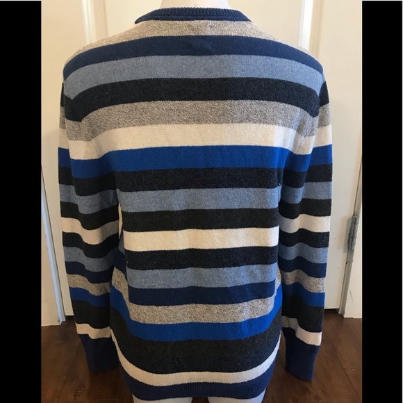 Gap Crew Neck Blue Striped Long Sleeve Sweater - Picture 2 of 8